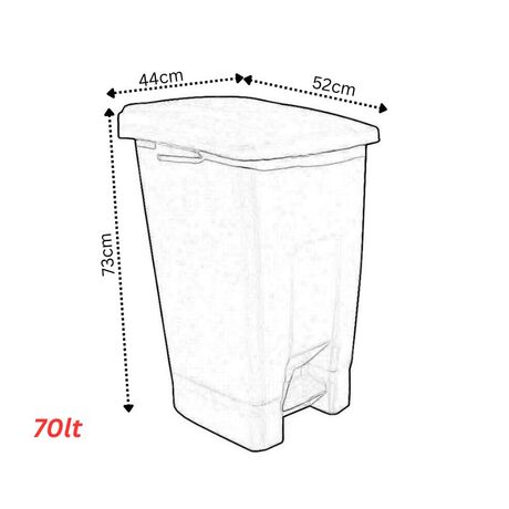Κάδος Απορριμάτων 70lt 44x52x73cm 3.7kg Πλαστικός Επαγγελματικός/Οικιακός με Ρόδες και Χειρολαβή Μαύρο - Μαύρο