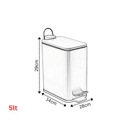 VESTA Κάδος Μπάνιου 5lt Ορθογώνιος με Πεντάλ Soft Close 28x14x31cm Καπάκι BAMBOO Μεταλλικός Matte Λευκός