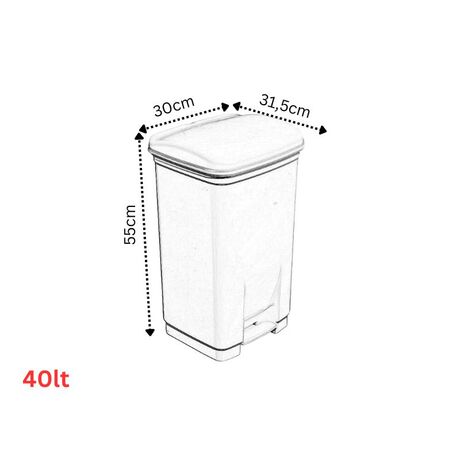 VIOMES Ελλάδας Κάδος Απορριμάτων με Πεντάλ 30x31.5x55cm 40lt Γκρι Τιτανίου Ελλάδας
