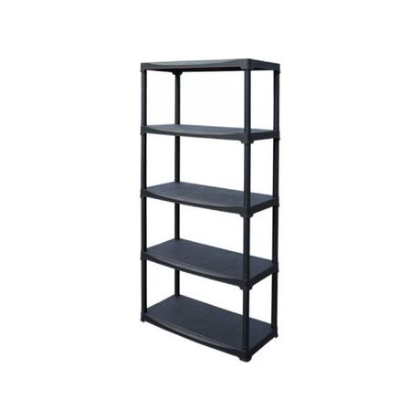 ARTPLAST Ιταλίας Πλαστική Ραφιέρα 8kg 5όροφη 80x39x180cm Αντοχή Ραφιού 25kg Max Αντοχή 125kg Σταθερά Ράφια Μαύρο
