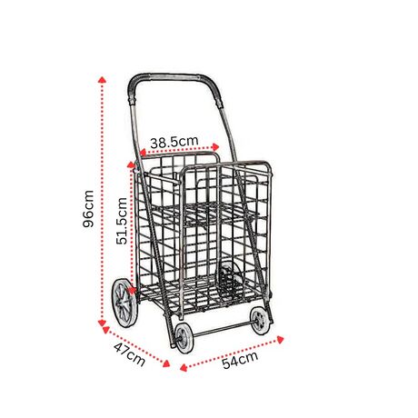 Καρότσι Λαϊκής Μεταλλικό 60lt 54x47x96cm Πτυσσόμενο 4.1kg Αντοχή Bάρους 35kg με 2+2 Ρόδες Μπλε