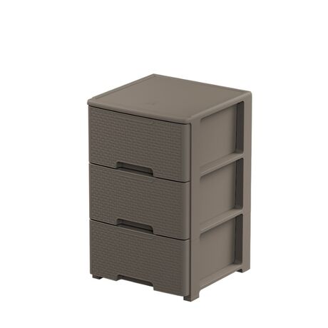 ARTPLAST Ιταλίας Συρταριέρα Πλαστική 3όροφη 39x38.5x61cm RATTAN HARMONY  Γκρι Καφέ