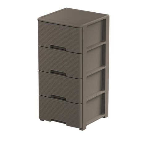 ARTPLAST Ιταλίας Συρταριέρα Πλαστική 4όροφη 39x38.5x80cm RATTAN HARMONY  Γκρι Καφέ