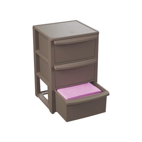 ARTPLAST Ιταλίας Συρταριέρα Πλαστική 3όροφη 39x38.5x60cm SNAPPY  Γκρι Καφέ