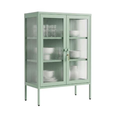 STEELEN COLOR Μεταλλική Ντουλάπα 80x40x90cm Πάχους 0.8mm Εσωτερικού Χώρου με Τζάμι και Πόδια Pastel Green