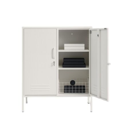 STEELEN COLOR Μεταλλική Ντουλάπα 80x40x90cm Πάχους 0.4mm Εσωτερικού Χώρου με Πόδια Cotton White