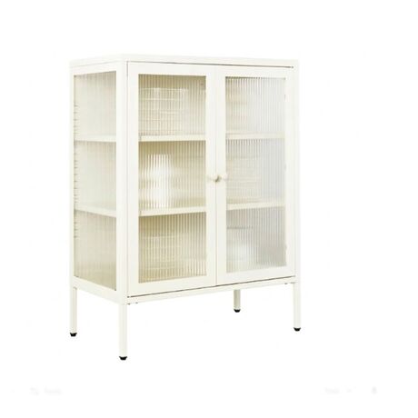STEELEN COLOR Μεταλλική Ντουλάπα 100x40x70cm Πάχους 0.8mm Εσωτερικού Χώρου με Τζάμι και Πόδια White