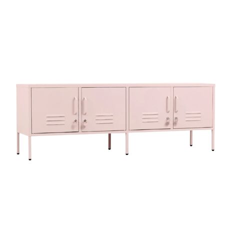 STEELEN COLOR Μεταλλικό Ντουλάπι -Έπιπλο Τηλεόρασης 160x45x55cm Πάχους 0.4mm Εσωτερικού Χώρου με Πόδια Baby Pink