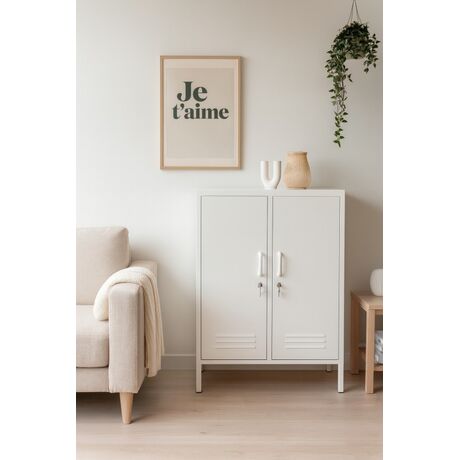 STEELEN COLOR Μεταλλική Ντουλάπα 80x40x90cm Πάχους 0.4mm Εσωτερικού Χώρου με Πόδια Cotton White