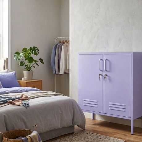 STEELEN COLOR Metal Wardrobe 80x40x90cm 0.4mm Thickness Interior with Lilac