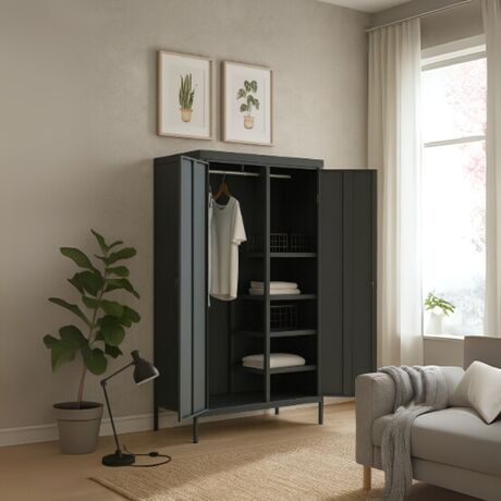 STEELEN COLOR Μεταλλική Ντουλάπα 90x55x190cm Πάχους 0.4mm Εσωτερικού Χώρου με Πόδια Slate Grey