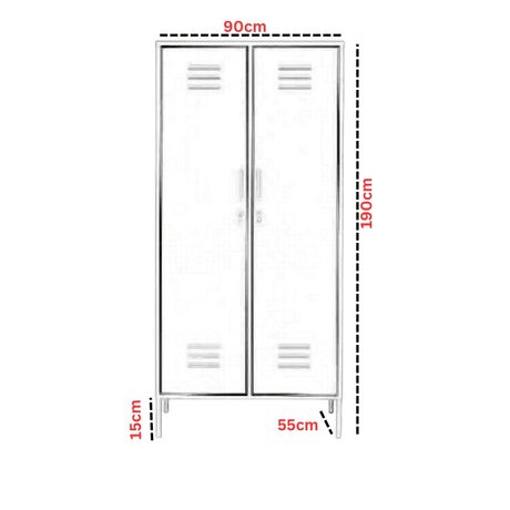 STEELEN COLOR Μεταλλική Ντουλάπα 90x55x190cm Πάχους 0.4mm Εσωτερικού Χώρου με Πόδια Lilac