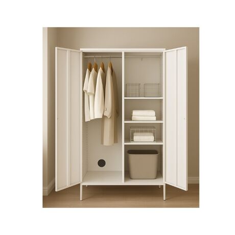 STEELEN COLOR Μεταλλική Ντουλάπα 90x55x190cm Πάχους 0.7mm Εσωτερικού Χώρου με Πόδια Cotton White