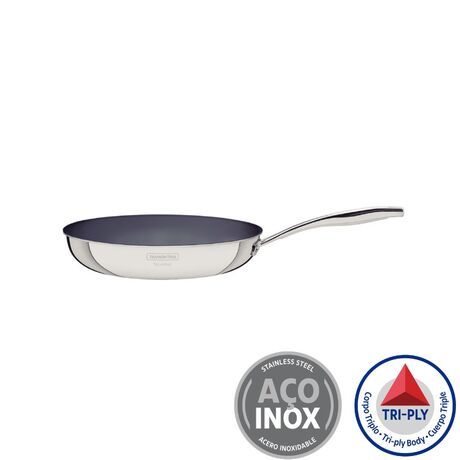 TRAMONTINA Τηγάνι Grano Induction Ø27x9.6cm 2.2L Tri-Ply Body Ανοξείδωτο Ατσάλι με Γραφίτη Κεραμική Επίστρωση 2.2L 1.1kg