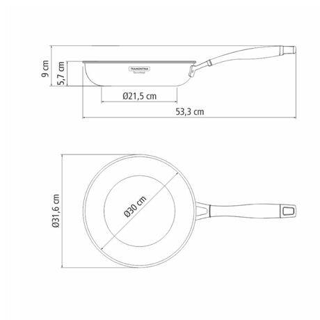 TRAMONTINA Τηγάνι Grano Induction Ø31.6x9cm 3.4L Tri-Ply Body Ανοξείδωτο Ατσάλι με Γραφίτη Κεραμική Επίστρωση 1.42kg