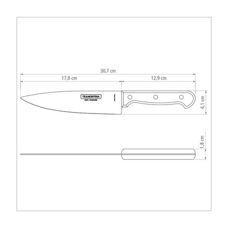 TRAMONTINA Μαχαίρι του Σεφ Polywood με Ανοξείδωτη Λεπίδα 17.8cm (7") και Ξύλινη Χειρολαβή