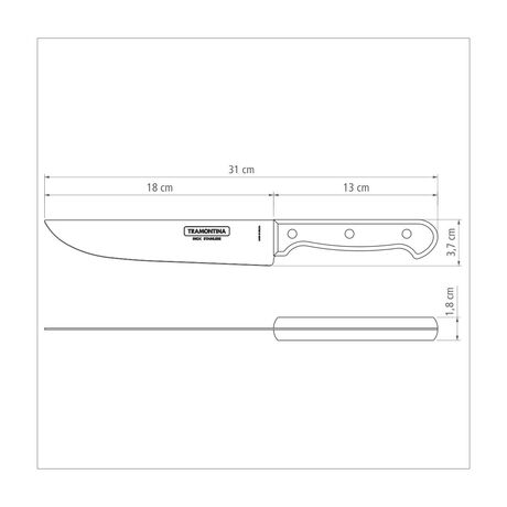 TRAMONTINA Μαχαίρι Γενικής Χρήσης με Λεία Λεπίδα 18cm και Ξύλινη Χειρολαβή Polywood