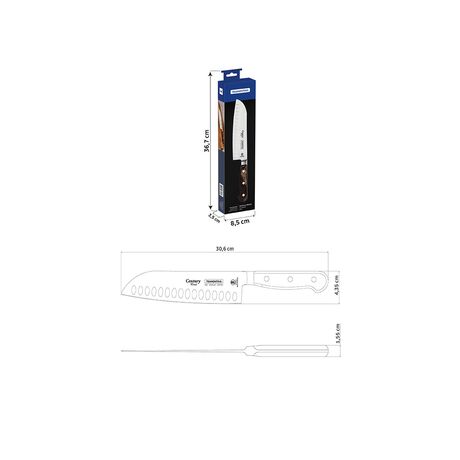TRAMONTINA Μαχαίρι Santoku Century Wood με Λεία Ανοξείδωτη Λεπίδα 18cm (7") και Ξύλινη Λαβή