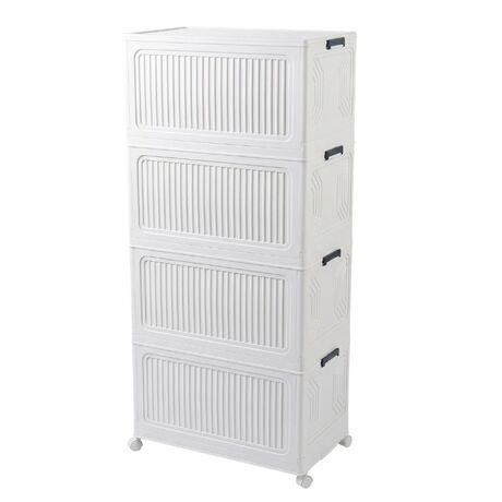 VESTA Πλαστική Ντουλάπα Αποθήκευσης 4όροφη 60x34x133cm 7.5kg με Ροδάκια Λευκό του Πάγου
