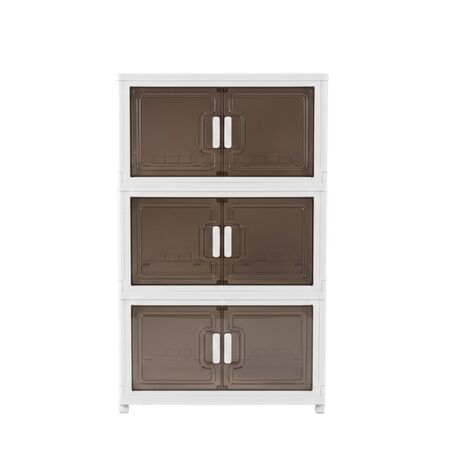VESTA Πλαστική Ντουλάπα Αποθήκευσης 3όροφη 55x32x94cm 5kg με Ημιδάφανα Πορτάκια και Ροδάκια
