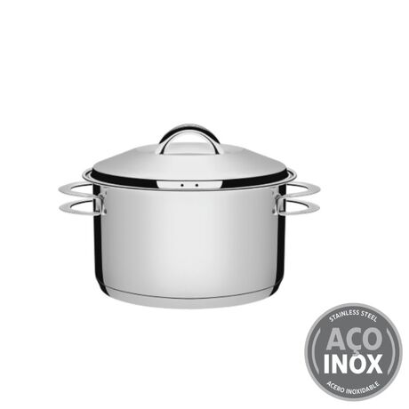 TRAMONTINA Κατσαρόλα Βαθιά Solar Induction Ø28x20.3cm 8.4lt Ανοξείδωτο Ατσάλι με Τριπλή Βάση & Καπάκι 2.9kg