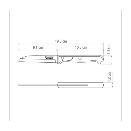 TRAMONTINA Polywood Μαχαίρι Φρούτων & Λαχανικών Inox 9.1cm με Κόκκινη Ξύλινη Λαβή