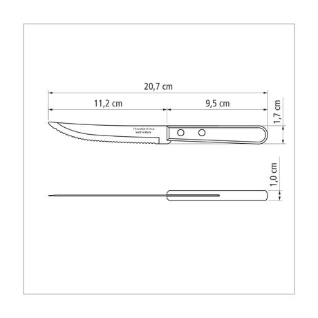 TRAMONTINA Dynamic Σετ Μαχαίρια Κρέατος (4") 11.2cm Ανοξείδωτα με Ξύλινη Λαβή 12 τμχ