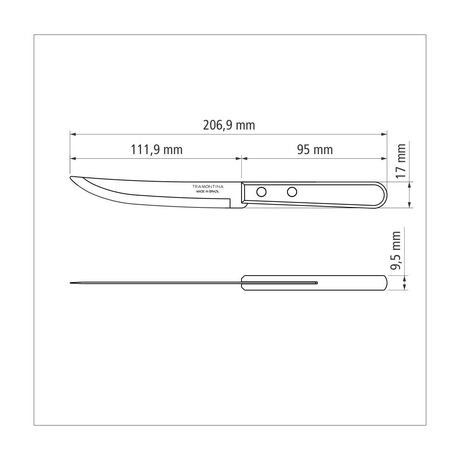 TRAMONTINA Dynamic Σετ Μαχαίρια Κρέατος Λεία Λεπίδα 12.7cm (5") με Ξύλινη Λαβή 12τμχ