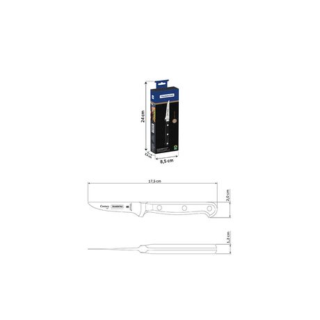 TRAMONTINA Century Μαχαίρι Φρούτων & Λαχανικών Inox 7.6cm με Μαύρη Λαβή Polycarbonate