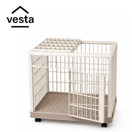 VESTA Κλουβί Περιορισμού και Περίφραξης Κατοικιδίου 65x50x56cm Πλαστικό ABS με Ρόδες 7.5kg PetCage 1 Small/Medium Μπεζ