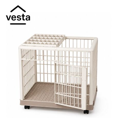 VESTA Κλουβί Περιορισμού και Περίφραξης Κατοικιδίου 81x55.5x62.5cm Πλαστικό ABS με Ρόδες 10.5kg PetCage Medium/Large Μπεζ