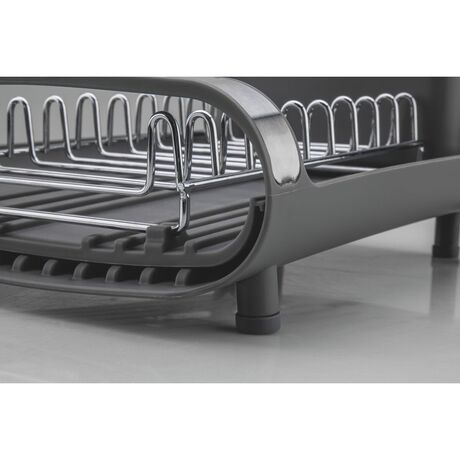TRAMONTINA Mini Στραγγιστήρι Πιάτων (27,80 Χ 19,90 Χ 12,60cm) από ΙΝΟΧ και Πολυπροπυλένιο με Θήκη Μαχαιροπίρουνων 0,6kg