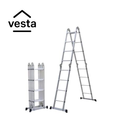 VESTA Πολυμορφική Σκάλα Αλουμινίου 4Χ4 MAX Ύψος 4.64m MAX Αντοχή 150kg Πιστοποίηση EN131