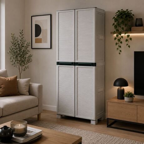 ARTPLAST Ιταλίας Πλαστική Ντουλάπα 19kg 70X39X172cm με Χώρισμα MASSIF 2φυλλη (Ατσάλινοι Μεντεσέδες) 5 Χώρων CONCERT