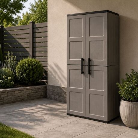 ARTPLAST Ιταλίας Πλαστική Ντουλάπα 68x37x163cm 16kg με Μεταλλικούς STRONG Μεντεσέδες 4 Αποθηκευτικοί Χώροι FREELINE