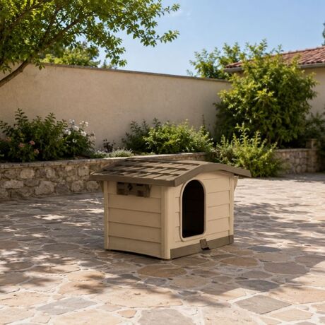 BAMA ITALY Σπίτι Σκύλου 89x75x62cm Medium με Ρυθμιζόμενη Οροφή και Πάτωμα 10kg Μπεζ/Καφέ BUNGALOW