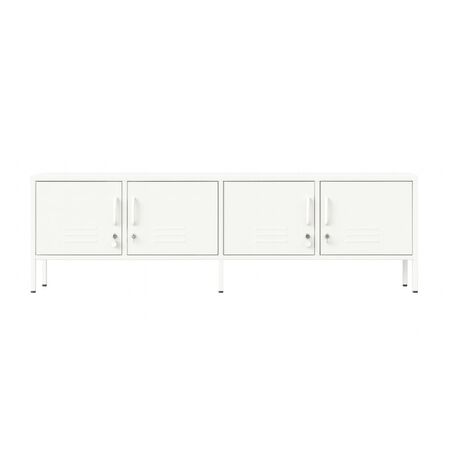 STEELEN COLOR Μεταλλικό Ντουλάπι -Έπιπλο Τηλεόρασης 160x45x55cm Πάχους 0.7mm Εσωτερικού Χώρου με Πόδια Cotton White