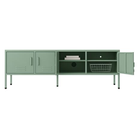 STEELEN COLOR Μεταλλικό Ντουλάπι - Έπιπλο Τηλεόρασης 160x45x55cm Πάχους 0.4mm Εσωτερικού Χώρου με Πόδια Pastel Green
