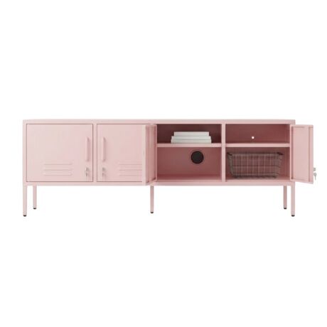 STEELEN COLOR Μεταλλικό Ντουλάπι -Έπιπλο Τηλεόρασης 160x45x55cm Πάχους 0.4mm Εσωτερικού Χώρου με Πόδια Baby Pink