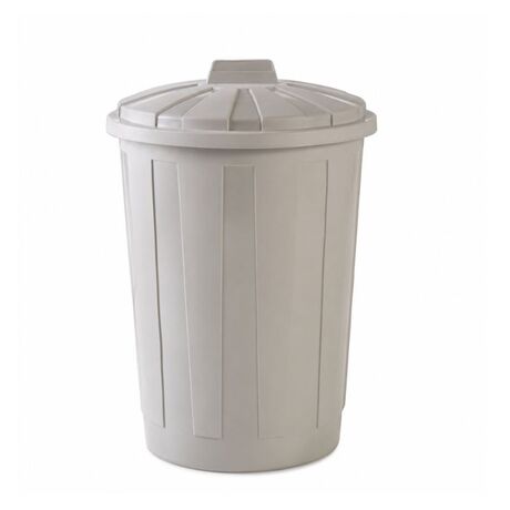 Κάδος Απορριμάτων 60lt Ø44x65cm Επαγγελματικός Πλαστικός με Καπάκι και χωρίς Κλιπς 1.85kg Γκρι-Καφέ DEA HOME ITALY